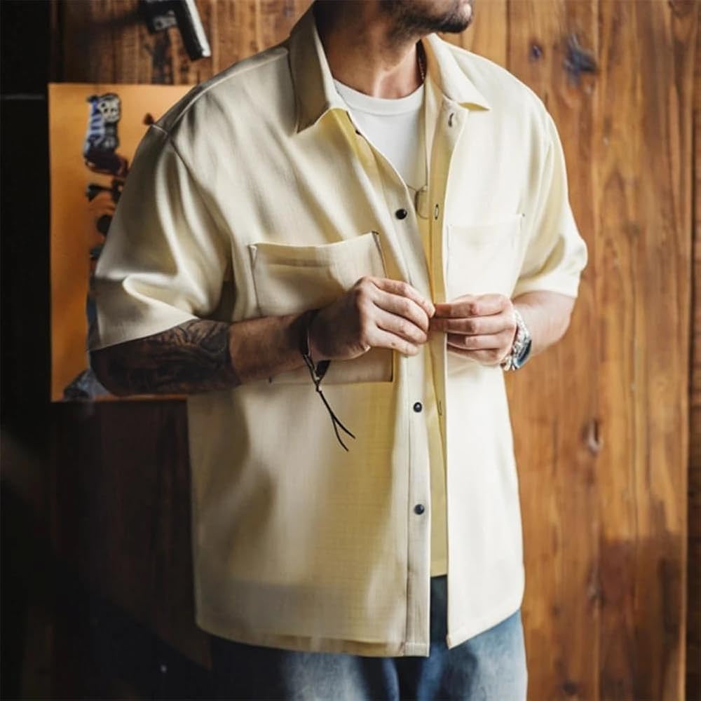 Amazon.com: Mens Casual Oversized Shirt with Pocket Short